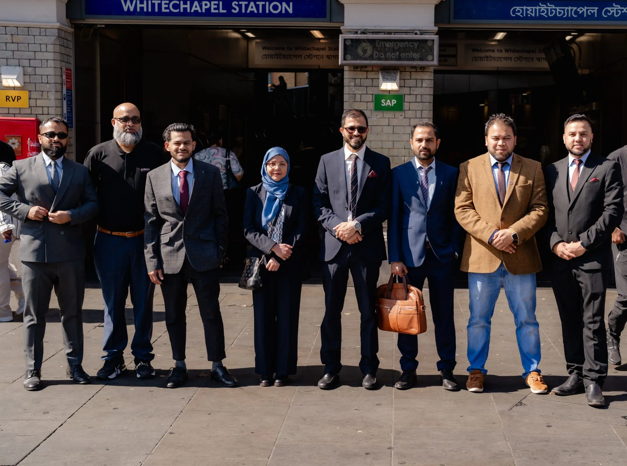 The team outside Whitechapel station